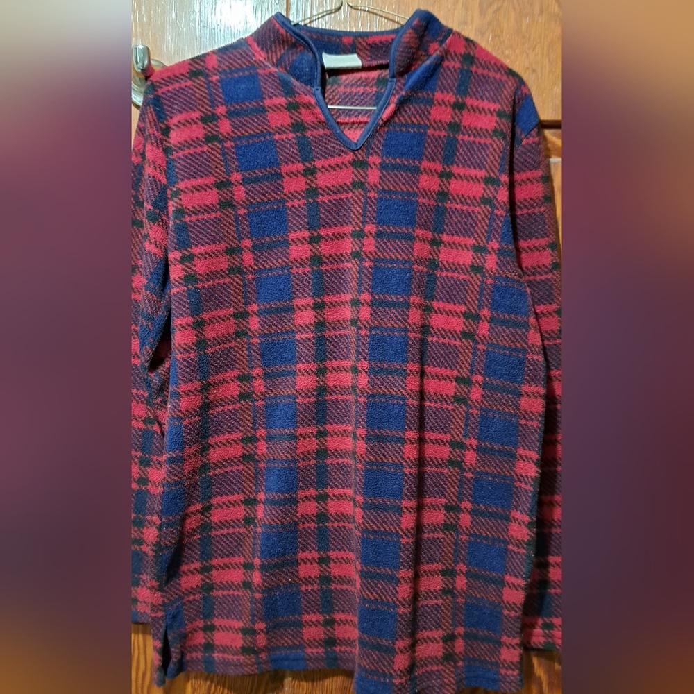Women's Red and Blue Plaid Sweater G.W. Sport Soft Warm